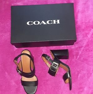 Size 6.5 black coach Mabel leather sandals